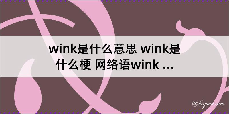 wink是什么意思 wink是什么梗 网络语wink 女生发个wink